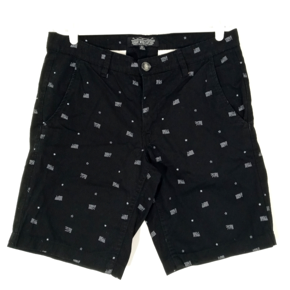 Sunday Work Clothes‎ American Flag All Over Print Flat Front Shorts